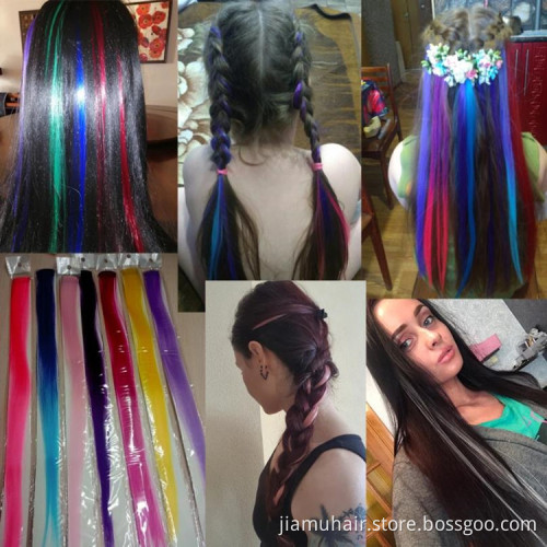 Clip On Hair Extension 57Color Ombre Straight Hair Extension Clip In Hairpieces High Temperature Faber Hair Pieces